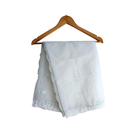 India Scarve's Net Cut Goldan Embroidered Floral Design  Dupatta