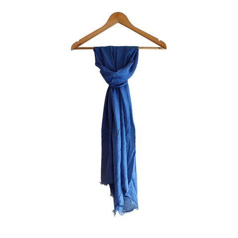 India Scarves Silk Stole, Plain, 51 cm Width x 65 cm Length, Lightweight (Dark Blue)