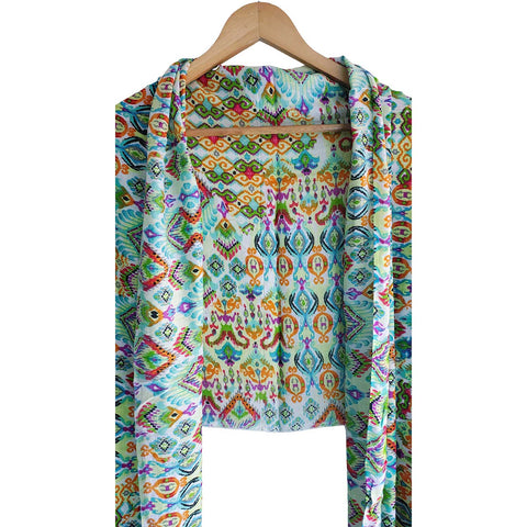Women's Reversible Silk Viscose Summer Stole, with Fringe Tassels, 185 x 75 cm