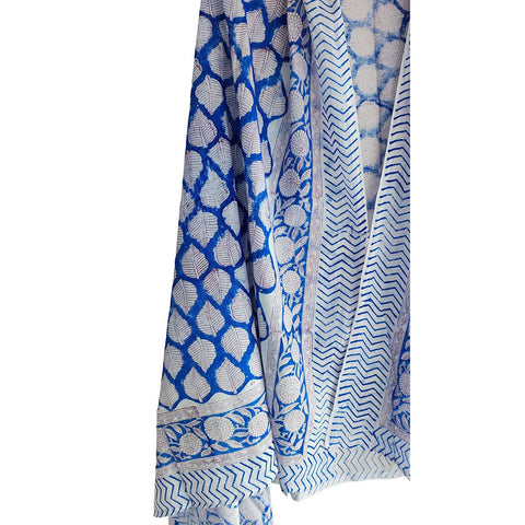 Bagru Block Print Sarong, Sarong Beach Wrap, Cotton Sarong,Pareo, Summer Pareo Blue Color ,Size 45X80 Inc