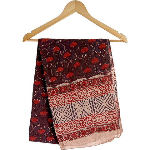 Bagru Hand Block Printed Pure Cotton White colour floral Stole