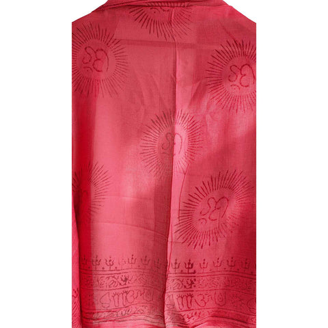 India Scarf Rayon Sarong with Hand-Printed Om Motifs( Red )