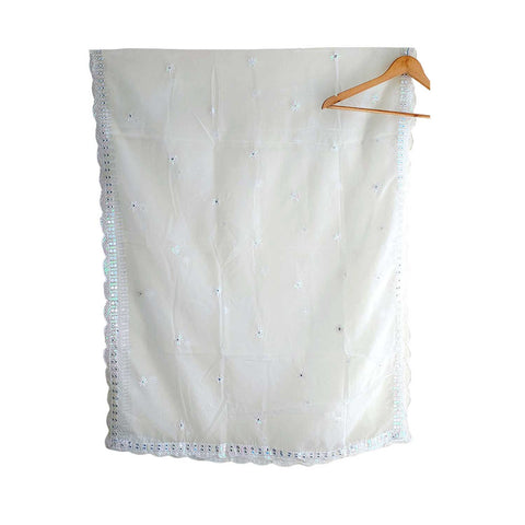 India Scarve's Net Cut Goldan Embroidered Floral Design  Dupatta