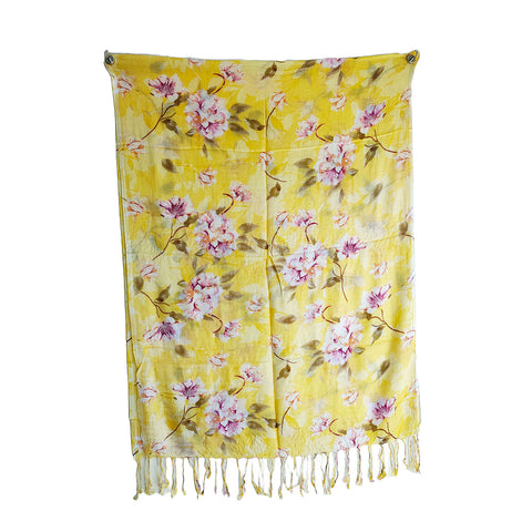 India Scarves Women's Viscose Geoi Design Yellow colour Fragrance Stole, 75 Cm x 185 Cm