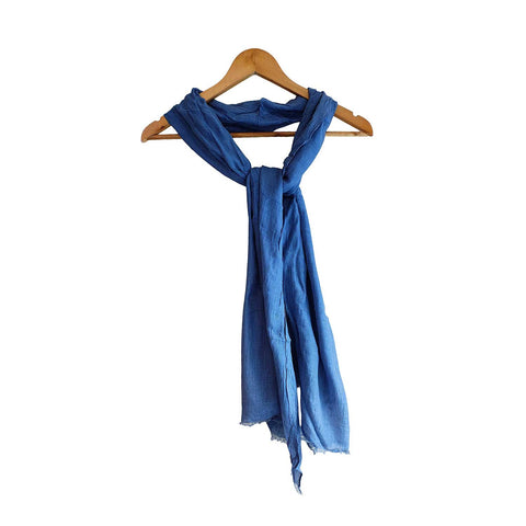 India Scarves Silk Stole, Plain, 51 cm Width x 65 cm Length, Lightweight (Dark Blue)