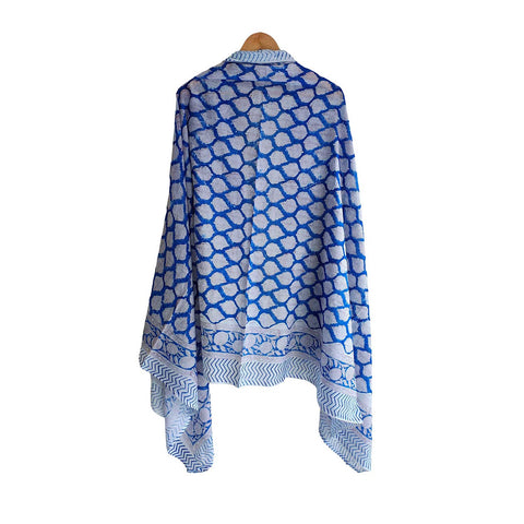 Bagru Block Print Sarong, Sarong Beach Wrap, Cotton Sarong,Pareo, Summer Pareo Blue Color ,Size 45X80 Inc