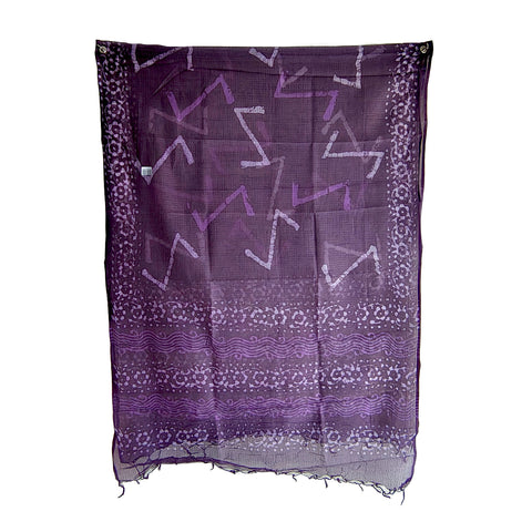 India Scarves Bagru Hand Block Floral kota Doria silk cotton Dupatta (Dark Blue)