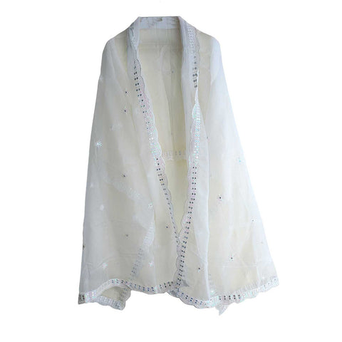 India Scarve's Net Cut Goldan Embroidered Floral Design  Dupatta