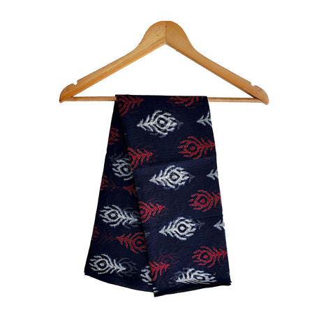 India Scarves Bagru Hand Block Floral kota Doria silk cotton Dupatta (Black)