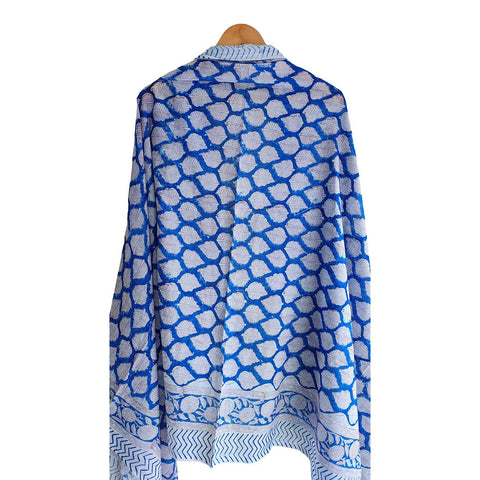 Bagru Block Print Sarong, Sarong Beach Wrap, Cotton Sarong,Pareo, Summer Pareo Blue Color ,Size 45X80 Inc