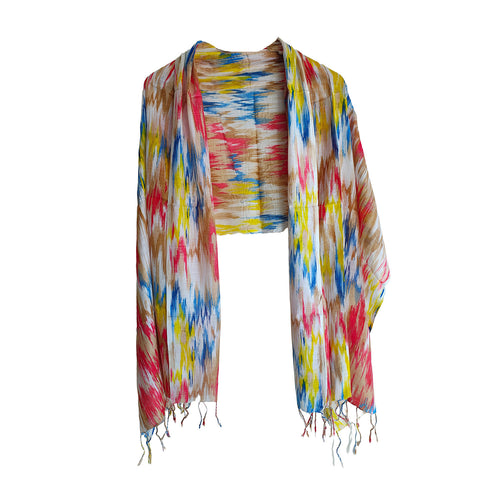 India Scarves Women's Viscose Geoi Design black and white colour Fragrance Stole, 75 Cm x 185 Cm