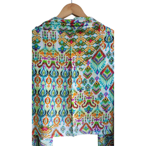 Women's Reversible Silk Viscose Summer Stole, with Fringe Tassels, 185 x 75 cm