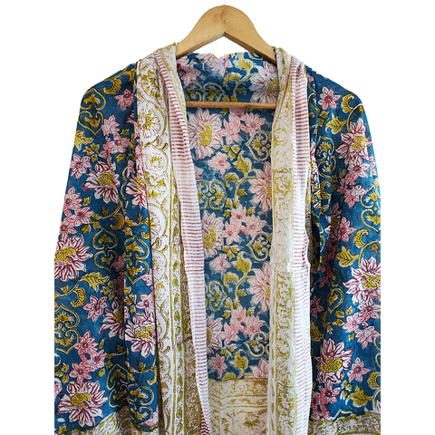 Bagru Block Print Sarong, Sarong Beach Wrap, Cotton Sarong,Pareo, Summer Pareo ,Size 45X80 Inc(Floral Printed )