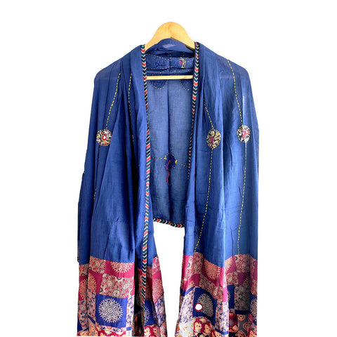 India Scarves Ajrakh Applique Patchwork Cotton Dupatta