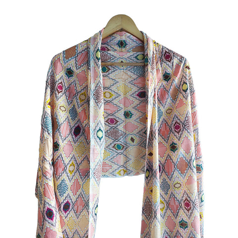 India Scarves Women's Viscose Geoi Design Beige,Green,white and green colour Fragrance Stole, 75 Cm x 185 Cm