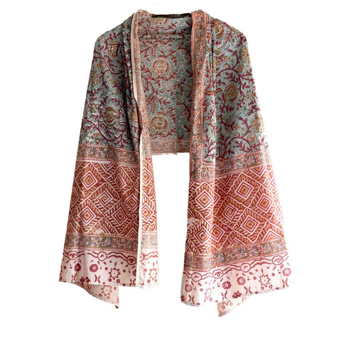 Indian Scarves Women's Kalamkari cotton stole Size  55x194 cm