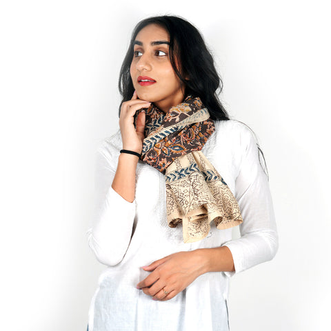 Indian Scarves Women's Kalamkari cotton stole Size  55x194 cm