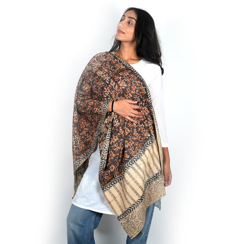 Indian Scarves Women's Kalamkari cotton stole Size  55x194 cm
