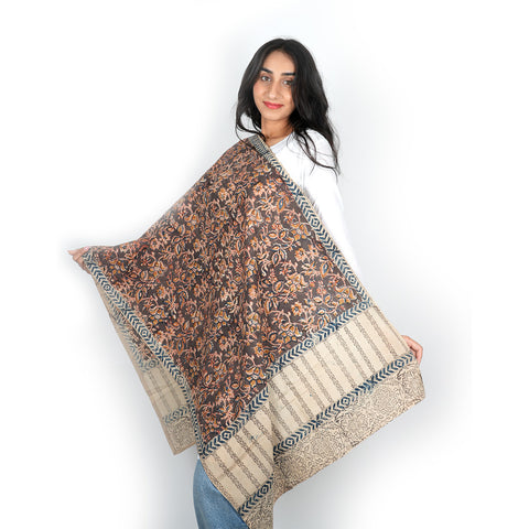 Indian Scarves Women's Kalamkari cotton stole Size  55x194 cm