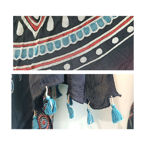 Elegantly Crafted Modal Silk Blue Dupatta with Ajrak Bandhani Artistry