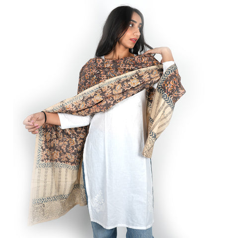 Indian Scarves Women's Kalamkari cotton stole Size  55x194 cm