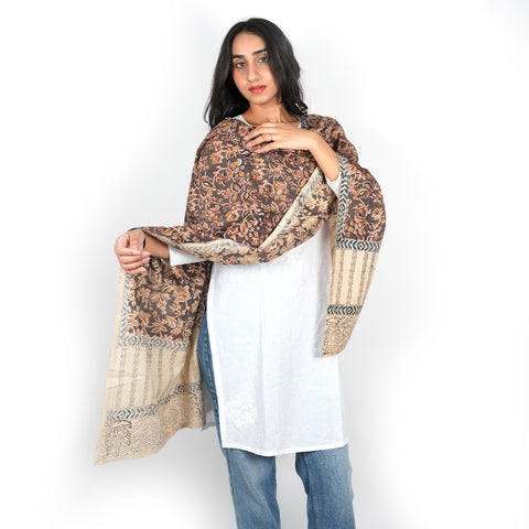 Indian Scarves Women's Kalamkari cotton stole Size  55x194 cm