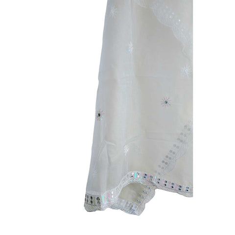 India Scarve's Net Cut Goldan Embroidered Floral Design  Dupatta