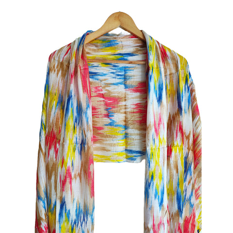 India Scarves Women's Viscose Geoi Design black and white colour Fragrance Stole, 75 Cm x 185 Cm