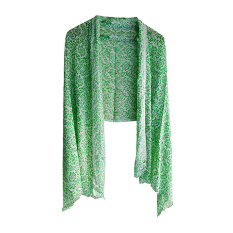 Women's Reversible Silk Viscose Summer Stole, with Fringe Tassels, 185 x 75 cm