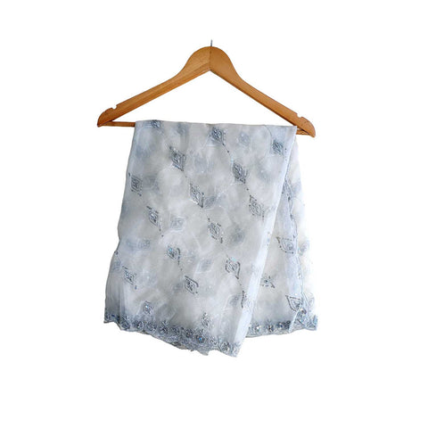 India Scarve's Net Cut Goldan Embroidered Floral Design  Dupatta