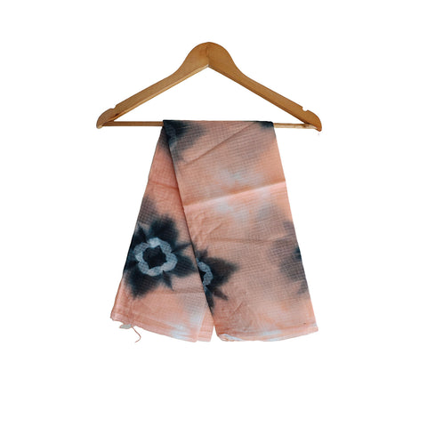 India Scarves Bagru Hand Block Floral kota Doriya silk cotton Dupatta(Beige And Black Color)