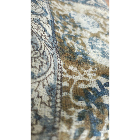 India Scarves Kota Doria Kalamkari Cotton Silk Red And Blue Colour Floral Dupatta