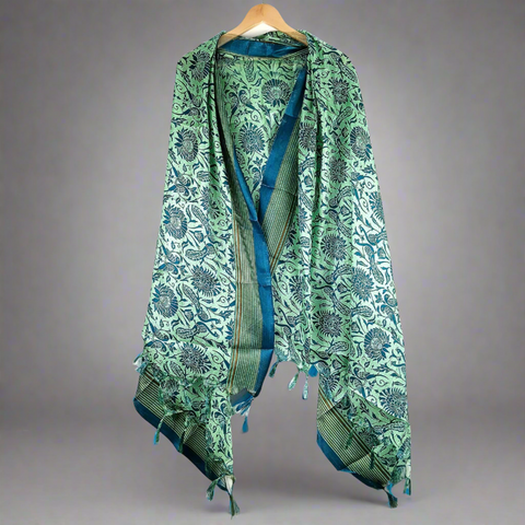 Art Silk parrots Design Printed Dupattas with Tassels