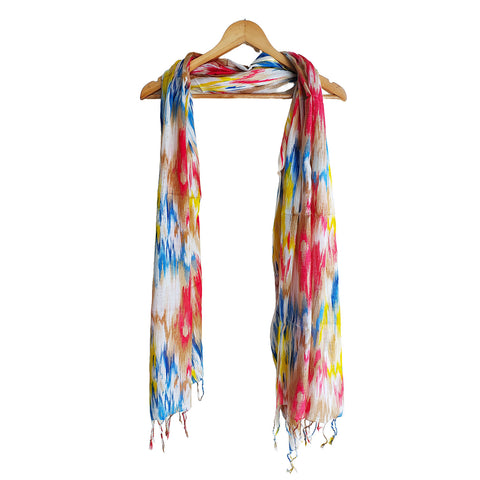 India Scarves Women's Viscose Geoi Design black and white colour Fragrance Stole, 75 Cm x 185 Cm