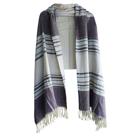 Earthy Elegance Embroidered Wool Stole | Artisan Winter Wrap (ISYVMW012)
