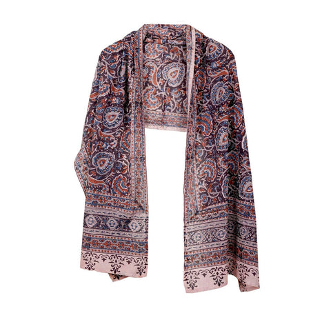 Indian Scarves Women's Kalamkari cotton stole Size  55x194 cm