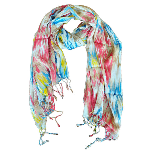 India Scarves Women's Viscose Geoi Design black and white colour Fragrance Stole, 75 Cm x 185 Cm