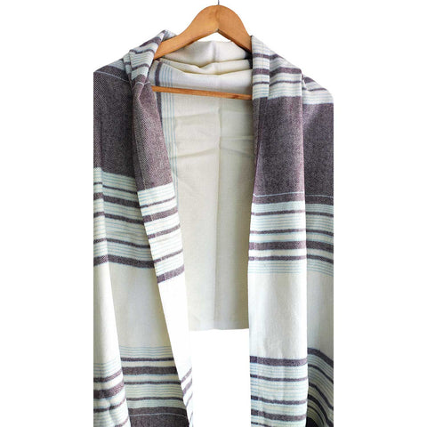Earthy Elegance Embroidered Wool Stole | Artisan Winter Wrap (ISYVMW012)