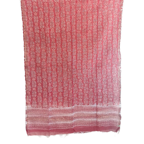 India Scarves Bagru Hand Block Floral kota doria cotton silk Red Color Dupatta
