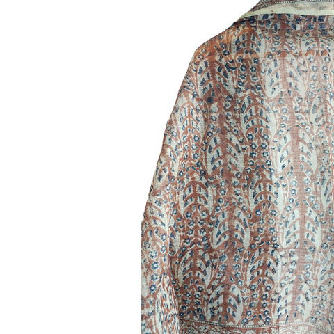 India Scarves Kota Doria Kalamkari Cotton Silk Red And Blue Colour Floral Dupatta