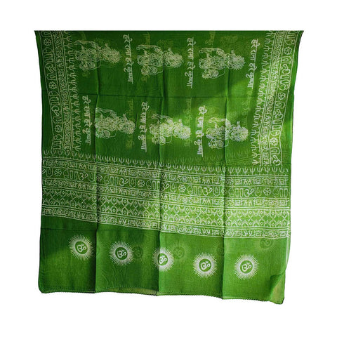 India Scarf Rayon Sarong with Hand-Printed Om Motifs( Green )