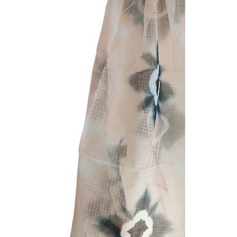 India Scarves Bagru Hand Block Floral kota Doriya silk cotton Dupatta(Beige And Black Color)