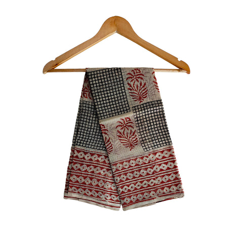 India Scarves Bagru Hand Block Floral kota Doria silk cotton Dupatta