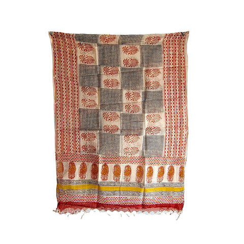 India Scarves Bagru Hand Block Floral kota Doria silk cotton Dupatta