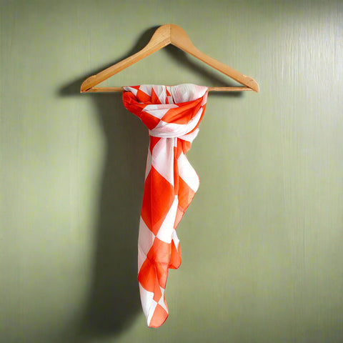 Bold Checkered Silk Square Scarf 100 X 100 Cm