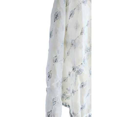 India Scarve's Net Cut Goldan Embroidered Floral Design  Dupatta