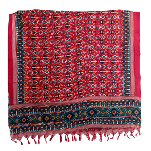 Khadi Cotton Poly Silk Printed Dupatta with Tassels