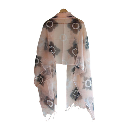 India Scarves Bagru Hand Block Floral kota Doriya silk cotton Dupatta(Beige And Black Color)