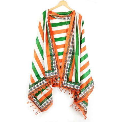 Tiranga Khadi Cotton Silk Floral Design Print Dupatta for Women