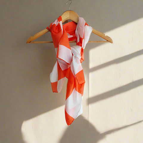 Bold Checkered Silk Square Scarf 100 X 100 Cm